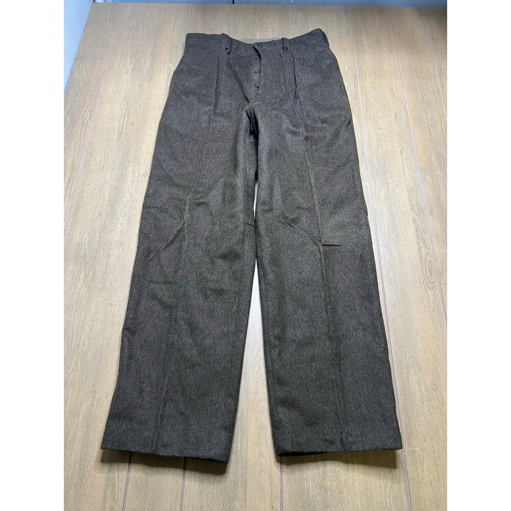 Vintage WWII US Army Wool Field Trousers Brown 34x31 Military Pants 1940s